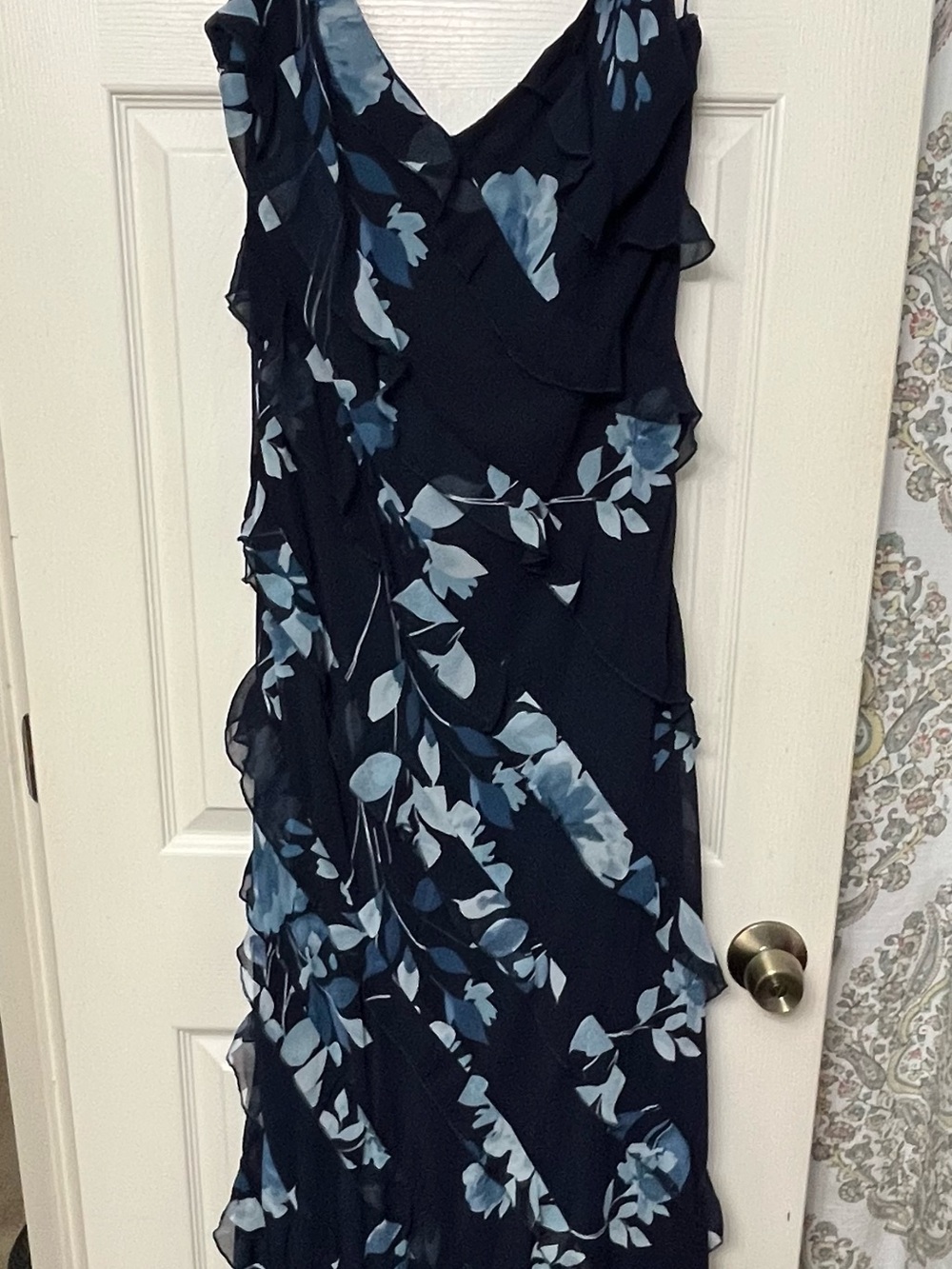 Premier Navy Floral Ruffle Maxi Dress